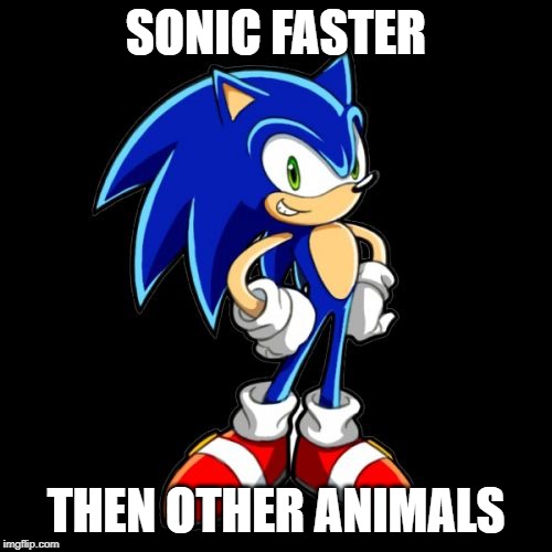 You're Too Slow Sonic | SONIC FASTER; THEN OTHER ANIMALS | image tagged in memes,youre too slow sonic | made w/ Imgflip meme maker