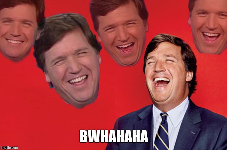 Tucker laughs at libs | BWHAHAHA | image tagged in tucker laughs at libs | made w/ Imgflip meme maker