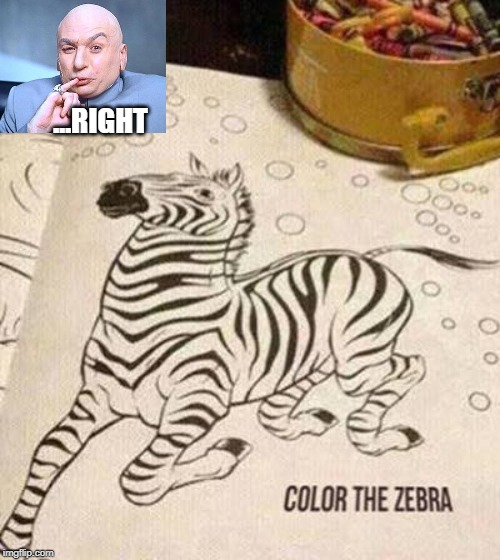 Color Zebra | ...RIGHT | image tagged in zebra,dr evil,funny memes,fun | made w/ Imgflip meme maker