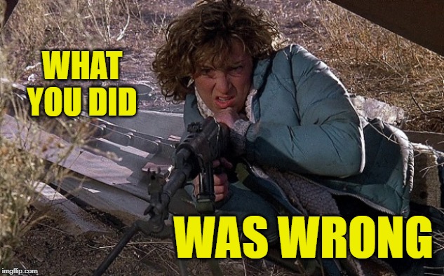 What you did was WRONG |  WHAT YOU DID; WAS WRONG | image tagged in memes,red dawn,wrong | made w/ Imgflip meme maker