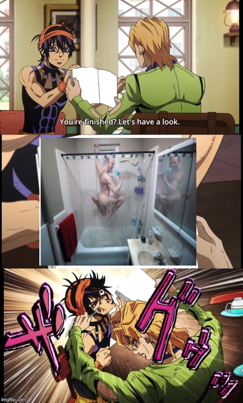 Fugo stabs Narancia | image tagged in fugo stabs narancia | made w/ Imgflip meme maker