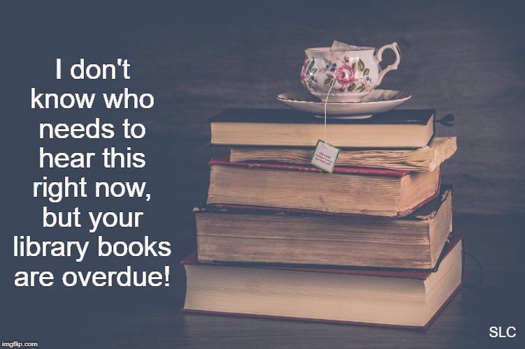I don't know who needs to hear this right now, but your library books are overdue! SLC | image tagged in i don't know who needs to hear this,library books,overdue,bring them back now | made w/ Imgflip meme maker