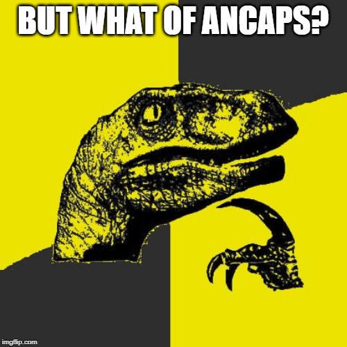 Ancapitoraptor | BUT WHAT OF ANCAPS? | image tagged in ancapitoraptor | made w/ Imgflip meme maker