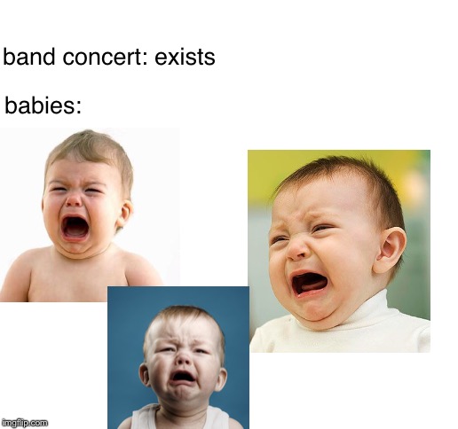 Rip band people babies annoying | band concert: exists; babies: | image tagged in rip,loud,annoying | made w/ Imgflip meme maker