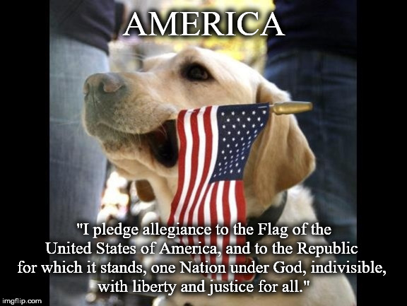 pledge | AMERICA; "I pledge allegiance to the Flag of the
United States of America, and to the Republic 
for which it stands, one Nation under God, indivisible, 
with liberty and justice for all." | image tagged in pledge | made w/ Imgflip meme maker
