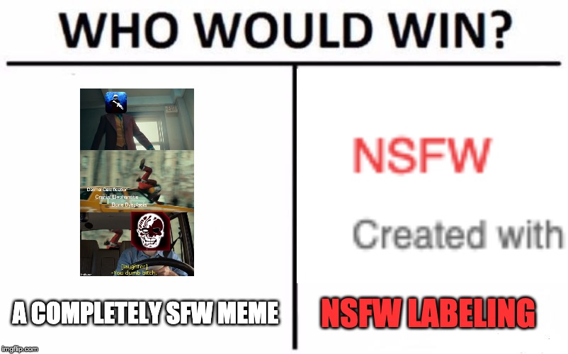 A COMPLETELY SFW MEME NSFW LABELING | made w/ Imgflip meme maker