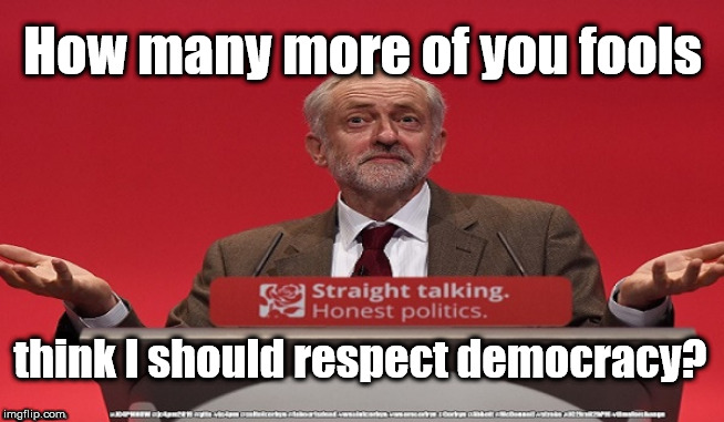 Corbyn/Labour - Democracy | How many more of you fools; think I should respect democracy? | image tagged in cultofcorbyn,labourisdead,jc4pmnow gtto jc4pm2019,brexit remain leave,brexit remoan brexiteers,swinson corbyn boris trump | made w/ Imgflip meme maker