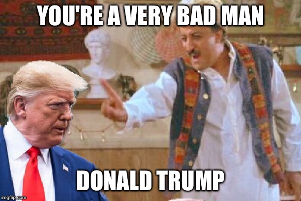 YOU'RE A VERY BAD MAN; DONALD TRUMP | image tagged in donald trump,president | made w/ Imgflip meme maker