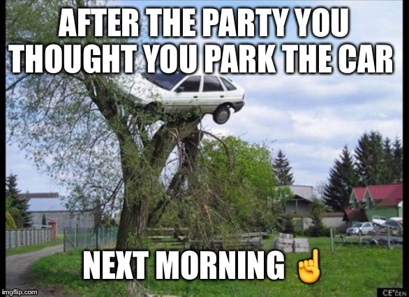 Secure Parking Meme | AFTER THE PARTY YOU THOUGHT YOU PARK THE CAR; NEXT MORNING ☝️ | image tagged in memes,secure parking | made w/ Imgflip meme maker