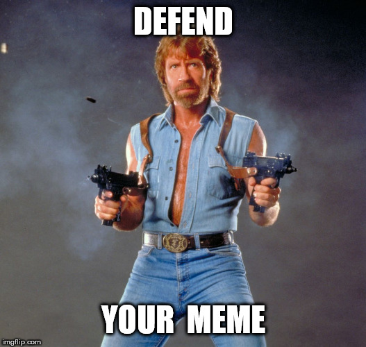 Chuck Norris Guns Meme | DEFEND YOUR  MEME | image tagged in memes,chuck norris guns,chuck norris | made w/ Imgflip meme maker