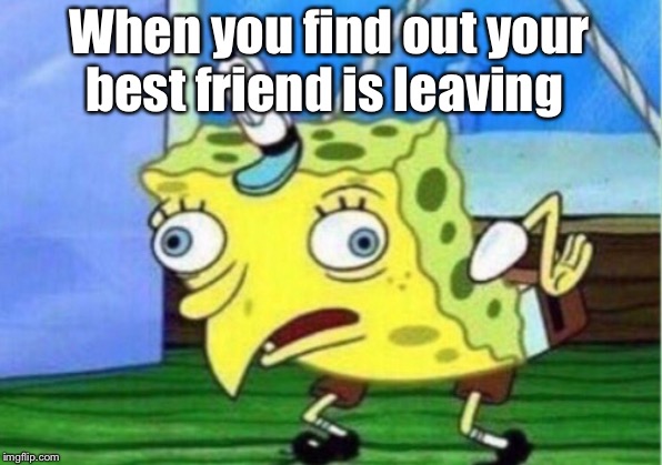 Mocking Spongebob | When you find out your best friend is leaving | image tagged in memes,mocking spongebob | made w/ Imgflip meme maker