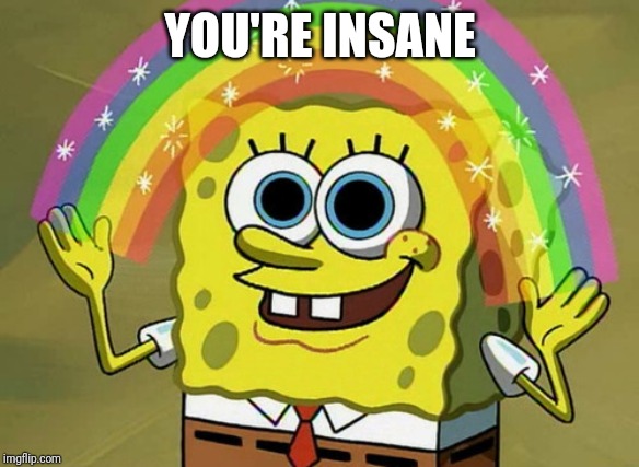 Imagination Spongebob Meme | YOU'RE INSANE | image tagged in memes,imagination spongebob | made w/ Imgflip meme maker