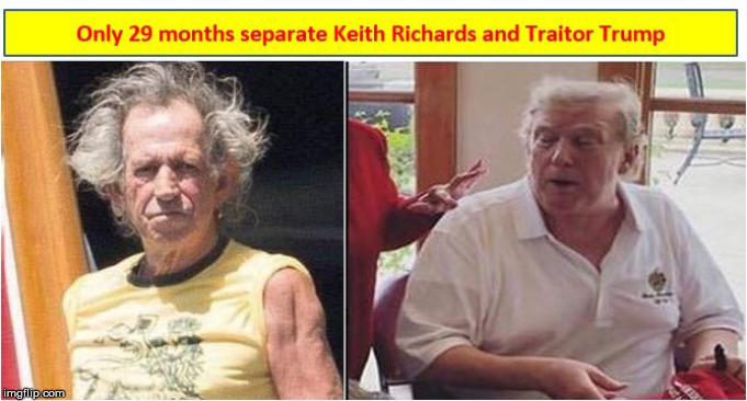 Trump & Keith Richards 29 Month Difference | image tagged in trump  keith richards 29 month difference | made w/ Imgflip meme maker