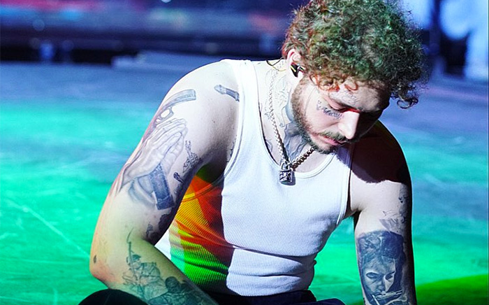 High Quality Post Malone .. thinking on stage Blank Meme Template