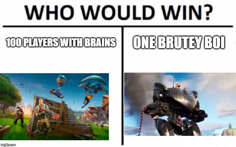 Who Would Win? | 100 PLAYERS WITH BRAINS; ONE BRUTEY BOI | image tagged in memes,who would win | made w/ Imgflip meme maker