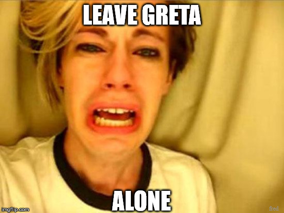Leave Britney Alone | LEAVE GRETA; ALONE; fred | image tagged in leave britney alone | made w/ Imgflip meme maker