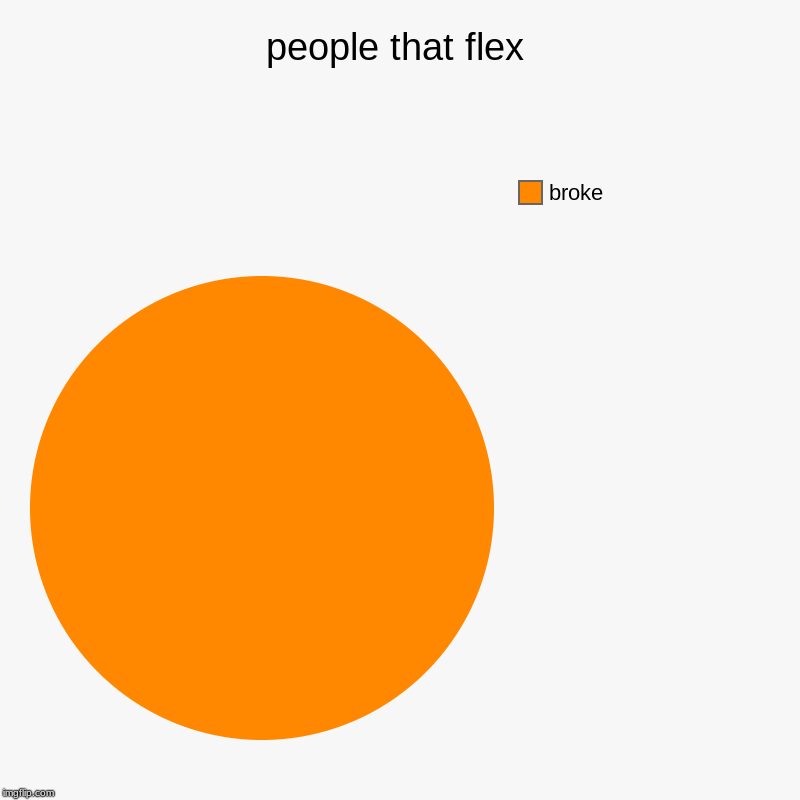 people that flex | broke | image tagged in charts,pie charts | made w/ Imgflip chart maker