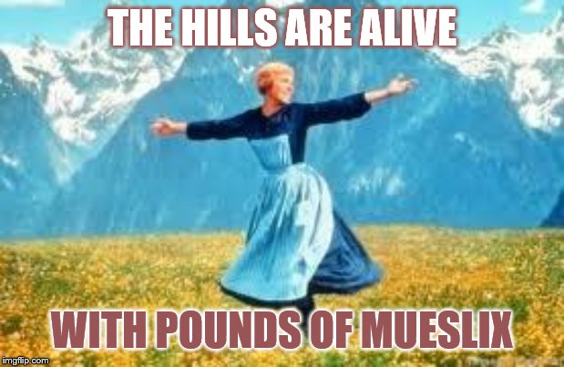 Look At All These | THE HILLS ARE ALIVE; WITH POUNDS OF MUESLIX | image tagged in memes,look at all these,funny memes,fun | made w/ Imgflip meme maker