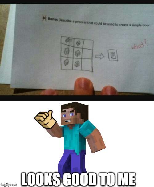 THATS AS SIMPLE AS IT GETS | LOOKS GOOD TO ME | image tagged in minecraft | made w/ Imgflip meme maker