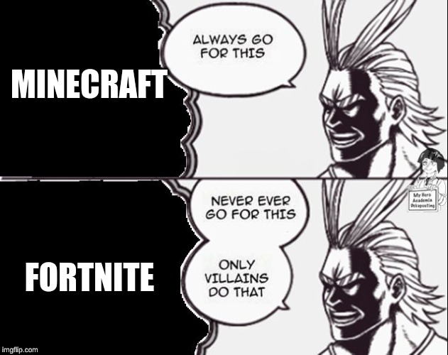 all might only villains | MINECRAFT; FORTNITE | image tagged in all might only villains | made w/ Imgflip meme maker