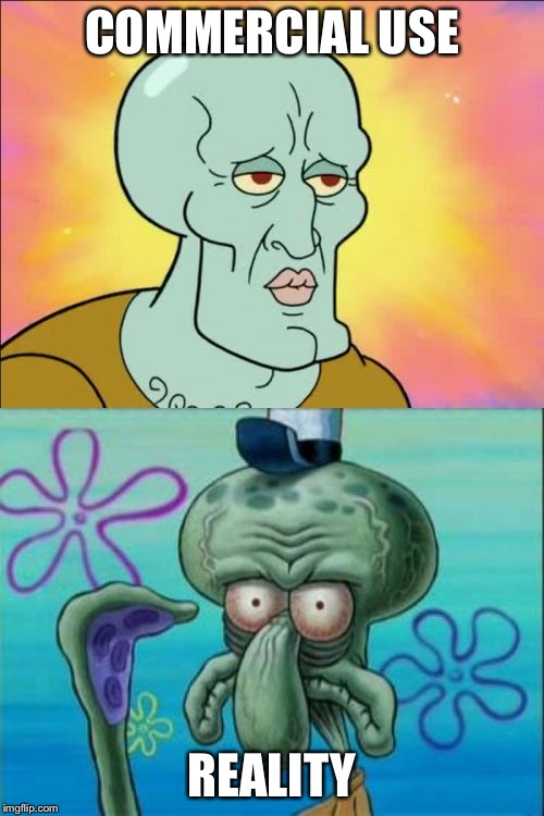 Squidward | COMMERCIAL USE; REALITY | image tagged in memes,squidward | made w/ Imgflip meme maker