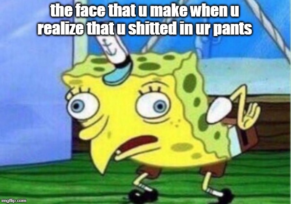 Mocking Spongebob | the face that u make when u realize that u shitted in ur pants | image tagged in memes,mocking spongebob | made w/ Imgflip meme maker