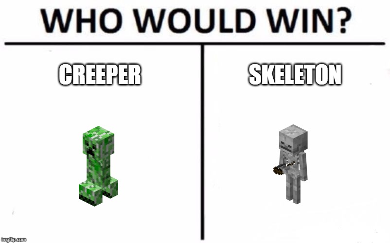 Who Would Win? | CREEPER; SKELETON | image tagged in memes,who would win | made w/ Imgflip meme maker