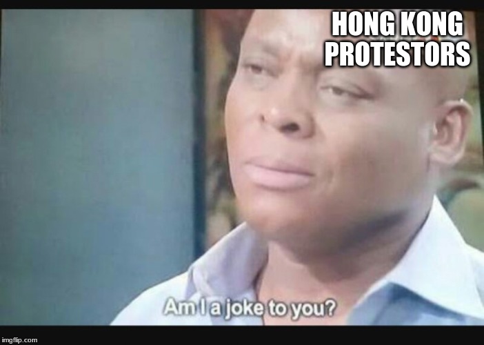 Am I a joke to you? | HONG KONG PROTESTORS | image tagged in am i a joke to you | made w/ Imgflip meme maker