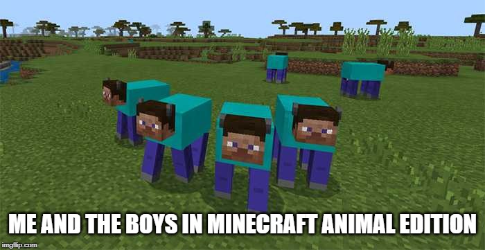 me and the boys | ME AND THE BOYS IN MINECRAFT ANIMAL EDITION | image tagged in me and the boys | made w/ Imgflip meme maker