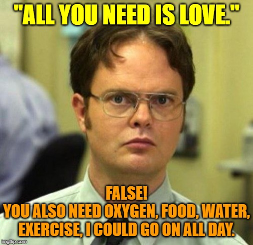 "I want that apple!" You mean you NEED it? | "ALL YOU NEED IS LOVE."; FALSE!
YOU ALSO NEED OXYGEN, FOOD, WATER, EXERCISE, I COULD GO ON ALL DAY. | image tagged in memes,false,needs,all you need is love,the beatles,huge list | made w/ Imgflip meme maker