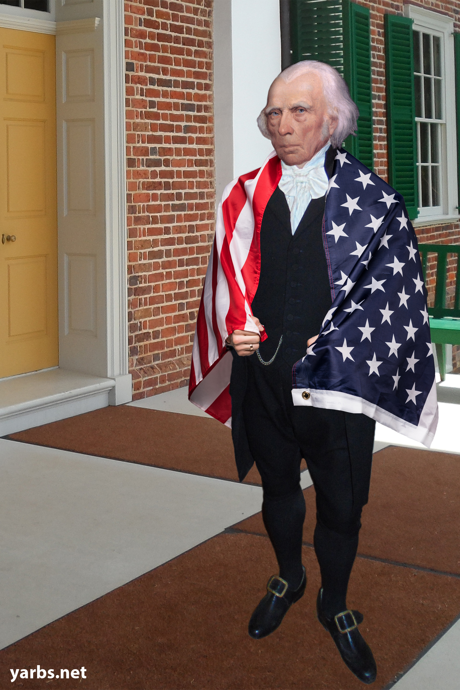 High Quality James Madison with American Flag Blank Meme Template