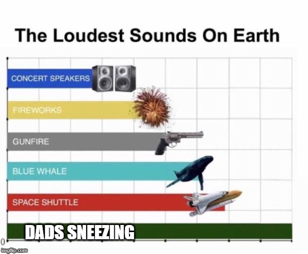 The Loudest Sounds on Earth | DADS SNEEZING | image tagged in the loudest sounds on earth | made w/ Imgflip meme maker