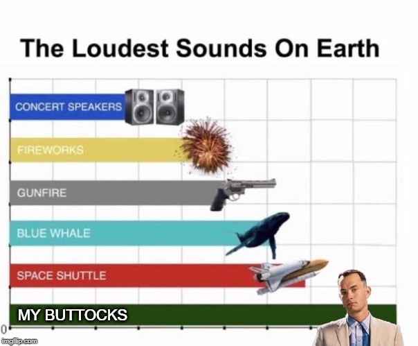 After all the choc-o-lates | MY BUTTOCKS | image tagged in the loudest sounds on earth,gump,buttocks,memes | made w/ Imgflip meme maker