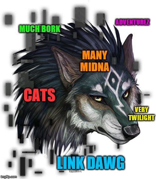 ADVENTUREZ; MUCH BORK; MANY MIDNA; CATS; VERY TWILIGHT; LINK DAWG | made w/ Imgflip meme maker