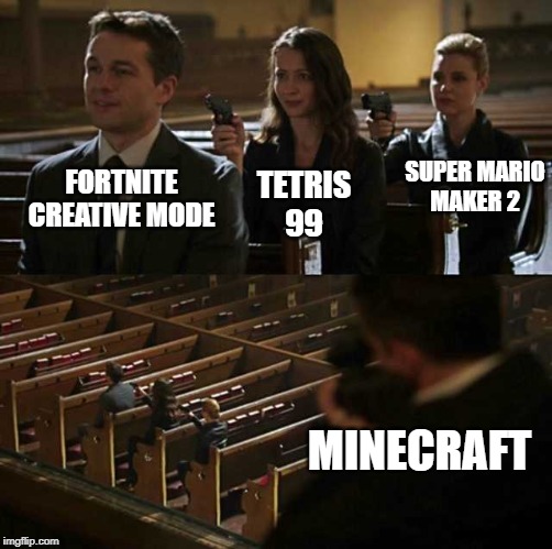 Building Games Be Like | FORTNITE CREATIVE MODE; SUPER MARIO
MAKER 2; TETRIS 99; MINECRAFT | image tagged in stick up,fortnite,tetris,super mario maker,mario,minecraft | made w/ Imgflip meme maker
