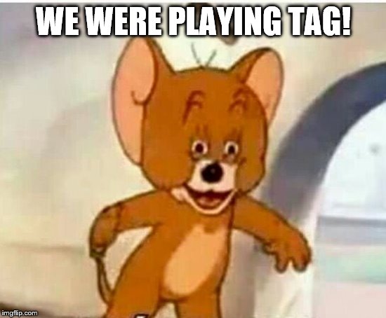 Ghanta jerry |  WE WERE PLAYING TAG! | image tagged in funny memes,fun | made w/ Imgflip meme maker