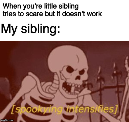 True though | When you’re little sibling tries to scare but it doesn’t work; My sibling: | image tagged in holloween,halloween,memes,fun | made w/ Imgflip meme maker