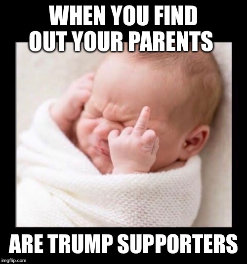WHEN YOU FIND OUT YOUR PARENTS; ARE TRUMP SUPPORTERS | image tagged in impeach trump,trump turkey,trump kurds,trump supporters,never trump meme | made w/ Imgflip meme maker
