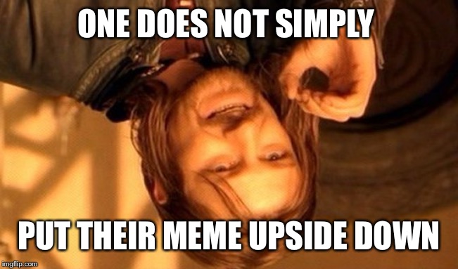 One Does Not Simply | ONE DOES NOT SIMPLY; PUT THEIR MEME UPSIDE DOWN | image tagged in memes,one does not simply | made w/ Imgflip meme maker