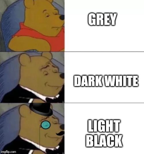Fancy pooh | GREY; DARK WHITE; LIGHT BLACK | image tagged in fancy pooh | made w/ Imgflip meme maker