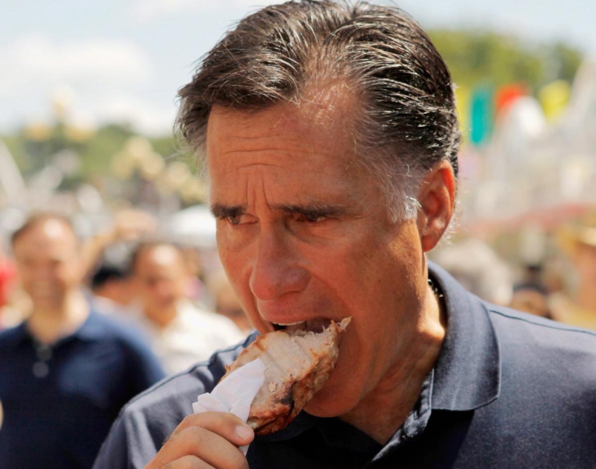 High Quality Mitt Romney stuffs mouth Blank Meme Template