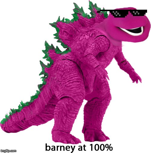 Barney at 100% | image tagged in dinosaur | made w/ Imgflip meme maker