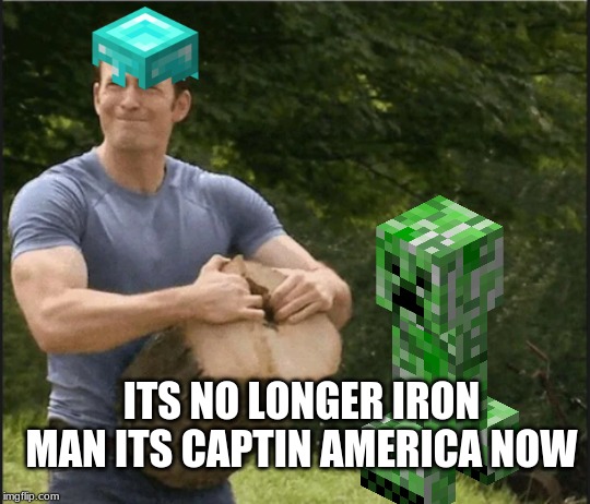 cap is  now dead | ITS NO LONGER IRON MAN ITS CAPTIN AMERICA NOW | image tagged in splitting the log | made w/ Imgflip meme maker