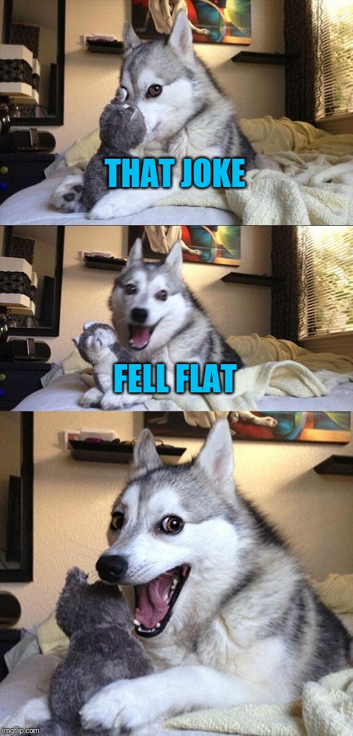 Bad Pun Dog Meme | THAT JOKE FELL FLAT | image tagged in memes,bad pun dog | made w/ Imgflip meme maker