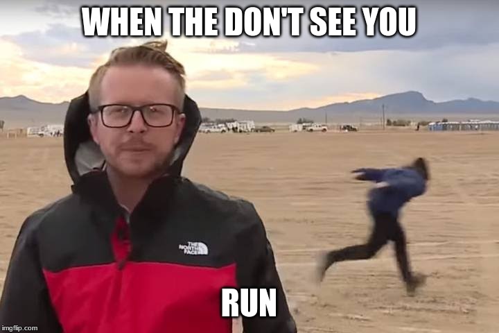 Area 51 Naruto Runner | WHEN THE DON'T SEE YOU; RUN | image tagged in area 51 naruto runner | made w/ Imgflip meme maker