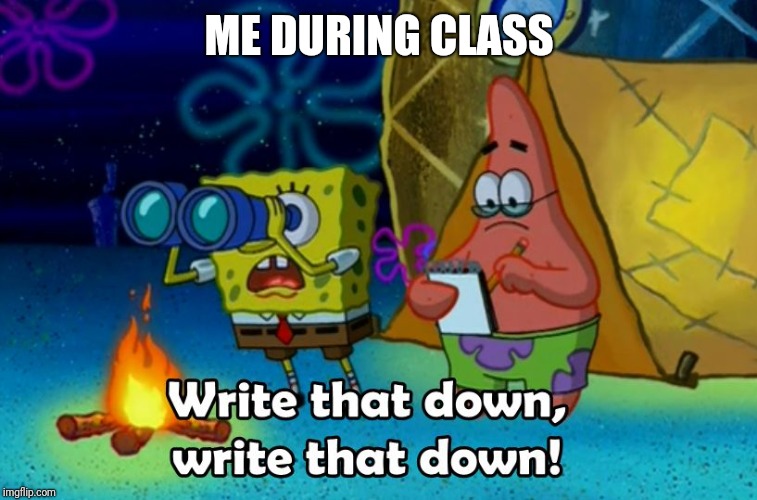 write that down | ME DURING CLASS | image tagged in write that down | made w/ Imgflip meme maker