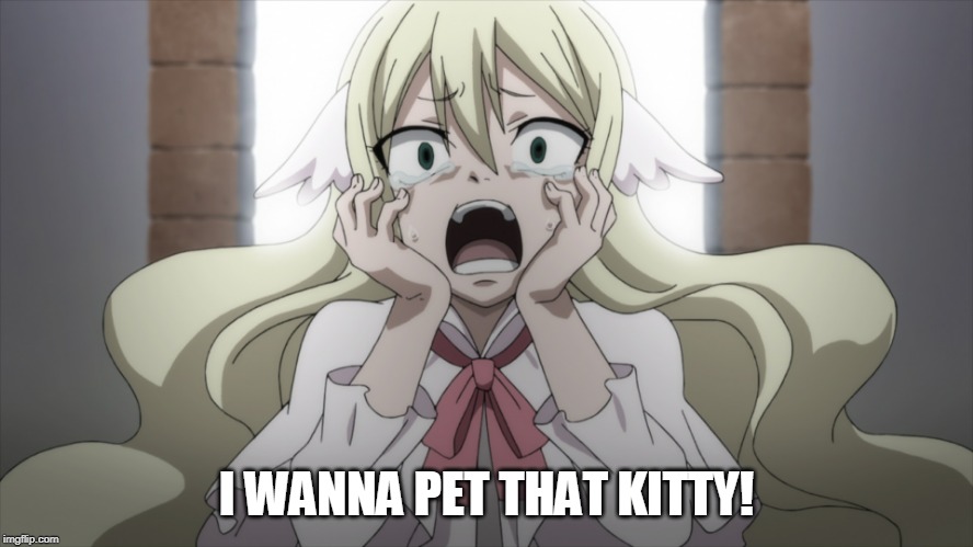 SCARED FAIRY | I WANNA PET THAT KITTY! | image tagged in scared fairy | made w/ Imgflip meme maker