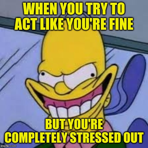 Simpon | WHEN YOU TRY TO ACT LIKE YOU'RE FINE; BUT YOU'RE COMPLETELY STRESSED OUT | image tagged in memes | made w/ Imgflip meme maker