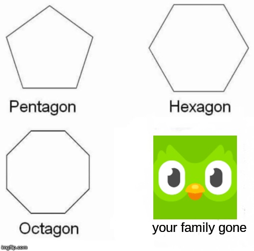 Pentagon Hexagon Octagon Meme | your family gone | image tagged in memes,pentagon hexagon octagon | made w/ Imgflip meme maker
