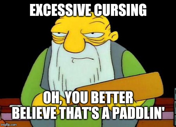That's a paddlin' | EXCESSIVE CURSING; OH, YOU BETTER BELIEVE THAT'S A PADDLIN' | image tagged in memes,that's a paddlin' | made w/ Imgflip meme maker